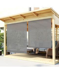 TANG Exterior Roller Shade 7'Wx15'H Outdoor Patio Shades Roll Up Blinds Sunshades for Deck Porch Pergola Balcony Backyard, Light Grey