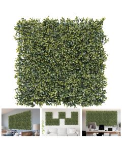 TANG 20"x20"-9PC Artificial Greenery Boxwood Panels Grass Wall Panel, Faux Privacy Fence Ivy Screens Backdrop Fake Hedge for Indoor Outdoor Wedding Décor, Yellow Pittoso Panel