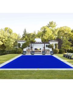 TANG 24'x50' Inground Pool Cover Safety Winter Covers with Wire Rope Hemmed All Edges, Heavy Duty Rectangular Mesh Cover for Swimming Pools Leaf Net Covers (Blue)