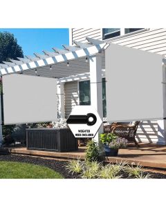 TANG 16'x40' Waterproof Sun Shade Sail Cover Tarp Shade Privacy Screen Panel Pergola Replacement Cover with Rods Grommets Light Grey
