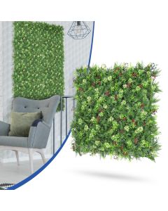 Bynbbur 14 PCS 20"x20" Artificial 3D Panel Fence Privacy Screen Evergreen Panels Fake Plant Wall Decor for Indoor Outdoor Garden Wedding Décor Mixed 16 Style