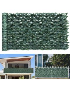 TANG 6'x60'-1PC Faux Ivy Fence Privacy Screen Greenery Roll Artificial Plant Wall Leaf Fences for Patio Balcony Outdoor Chain Link Fence Covering, Custom Size, Dark Green Laurel