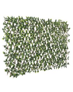 TANG 3PC Artificial Leaf Expandable Privacy Fence Screen, Faux Boxwood Stretchable Lattice Panels for Patio Backyard Balcony Screens Greenery Wall Decoration, Ficus Leaves