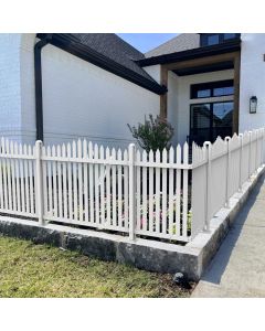 Bynbbur 18 Panels White Picket Fence 42"W x 36"H Garden Picket Fence Panel for Soft Ground Outdoor Decorative PVC Fence for Patio Yard Pool Dog Fencing (20 Pickets, Curved)
