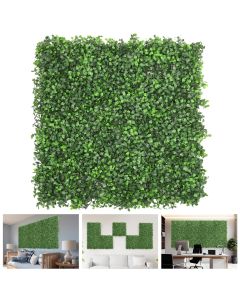 TANG 20"x20"-27PC Artificial Greenery Boxwood Panels Grass Wall Panel, Faux Privacy Fence Ivy Screens Backdrop Fake Hedge for Indoor Outdoor Wedding Décor, Green Milan Boxwood Panel