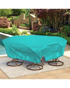 Bynbbur 22 FT Patio Furniture Cover with Wire Rope Hemmed All Edges, Round Pool Covers for Above Ground, UV Resistant Tarp for Deck Seat Couch Patio Table Chair Set Cover, Turquoise