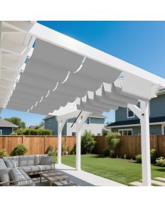 Bynbbur 4'W x 12'L Waterproof Pergola Cover Retractable Shades Canopy 220 GSM Replacement Pergola Kit for Outdoor Patio Gazebos Deck, Wave Sun Shade Sail with Hardware Wire Cable, Gray