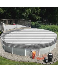 TANG 22' ft Round Pool Covers for 18 Feet Round Above Ground Tank Spa Pool Covers Winter Leaf Pool Covers Wire Rope Hemmed All Edges 4ft Overlap, Trampoline Cover (18', Beige/White)