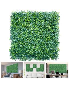 TANG 20"x20"-9PC Artificial Greenery Boxwood Panels Grass Wall Panel, Faux Privacy Fence Ivy Screens Backdrop Fake Hedge for Indoor Outdoor Wedding Décor, Dark Boxwood Double Color
