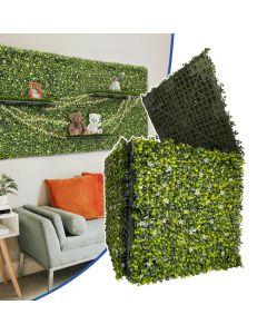 Bynbbur 28 PCS Artificial Panel 18"x18" Milan with White Flowers Hard Base Fence Privacy Screen Evergreen Wall for Patio Indoor Outdoor Garden Wedding Décor