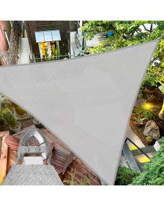 TANG 48'x48'x48' Sun Shade Sail Triangle Shade Cloth Canopy, A Ring with Steel Cable Wire Reinforcement,UV Block Heavy Duty 260 GSM for Patio Pergola Garden Deck Carport Cover, Gray