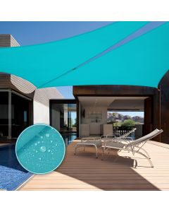 TANG 16'x16'x16' Waterproof Sun Shade Sail Triangle Outdoor Canopy UV Block Shade Cloth with Curved Edge for Patio Backyard Pool Pergola Cover, Turquoise