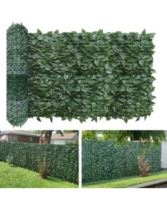 TANG 58"x196"-8PC Faux Ivy Fence Privacy Screen Greenery Roll Artificial Plant Wall Leaf Fences for Patio Balcony Outdoor Chain Link Fence Covering, Custom Size, Laurel