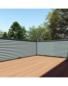 TANG 3' x 99' Balcony Privacy Screen Fence for Apartment Deck Railing, 200GSM Heavy Duty Block Outdoor Privacy Fencing Cover for Patio Porch Backyard Screens, Green With White Stripes