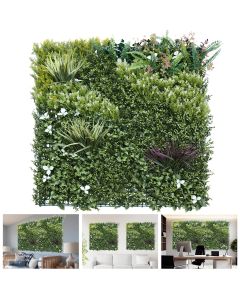 TANG 40"x40"-1PC Artificial Greenery Boxwood Panels Grass Wall Panel, Faux Privacy Fence Ivy Screens Backdrop Fake Hedge for Indoor Outdoor Wedding Décor, Style-4