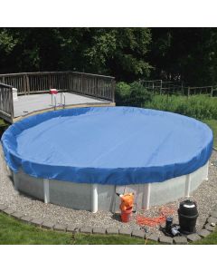 TANG 22' ft Round Pool Covers for 18 Feet Round Above Ground Tank Spa Pool Covers Winter Leaf Pool Covers Wire Rope Hemmed All Edges 4ft Overlap, Trampoline Cover (18', Blue)
