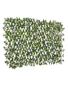 Bynbbur Expandable Privacy Fence Greenery 4PCS Faux Ivy Privacy Screen Fences Lattice Panels, Artificial Leaf Fence Cover Boxwood Hedge Wall for Outdoor Balcony Wedding, Ficus Leaves Single Side
