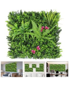 TANG 20"x20"-1PC Artificial Greenery Boxwood Panels Grass Wall Panel, Faux Privacy Fence Ivy Screens Backdrop Fake Hedge for Indoor Outdoor Wedding Décor, Style-12