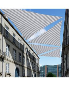 TANG 28' x 28' x 28' Sun Shade Sail Triangle Shade Canopy Patio Cover UV Block Permeable Cloth Fabric for Pergola Backyard Porch Deck Garden Carport Awning Outdoor Activity, Gray with White Strips