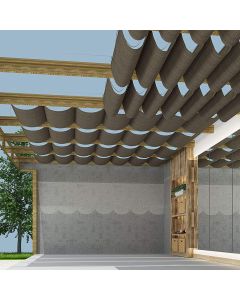 TANG 7' x 16' Pergola Cover Shade Canopy, Retractable Awning Sun Shades Outdoor Patio Pergolas Kit for Deck Backyard Gazebo, Wave Shade Sail with Hardware Wire Cable, Brown