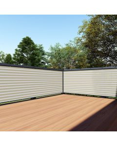 TANG 3' x 99' Balcony Privacy Screen Fence for Apartment Deck Railing, 200GSM Heavy Duty Block Outdoor Privacy Fencing Cover for Patio Porch Backyard Screens, Beige With White Stripes