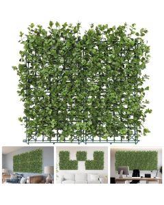 TANG 20"x20"-9PC Artificial Greenery Boxwood Panels Grass Wall Panel, Faux Privacy Fence Ivy Screens Backdrop Fake Hedge for Indoor Outdoor Wedding Décor, Olive Reineckea carnea Panel