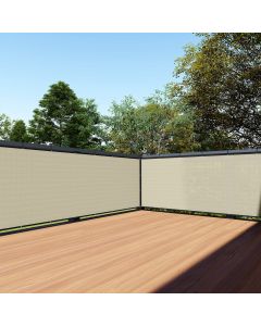 TANG 3' x 99' Balcony Privacy Screen Fence for Apartment Deck Railing, 200GSM Heavy Duty Block Outdoor Privacy Fencing Cover for Patio Porch Backyard Screens, Yellowish Beige