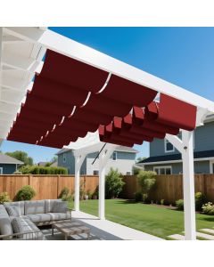 Bynbbur 3'W x 16'L Waterproof Pergola Cover Retractable Shades Canopy 220 GSM Replacement Pergola Kit for Outdoor Patio Gazebos Deck, Wave Sun Shade Sail with Hardware Wire Cable, Red