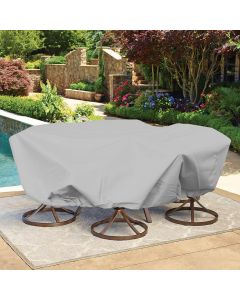 Bynbbur 13 FT Waterproof Patio Furniture Cover with Wire Rope Hemmed All Edges, Round Pool Covers for Above Ground, UV Resistant Tarp for Deck Seat Couch Patio Table Chair Set Cover, Gray