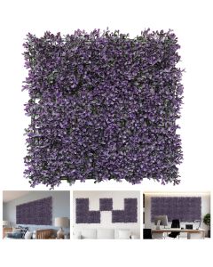 TANG 20"x20"-7PC Artificial Greenery Boxwood Panels Grass Wall Panel, Faux Privacy Fence Ivy Screens Backdrop Fake Hedge for Indoor Outdoor Wedding Décor, Purple Pittoso Panel
