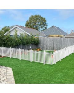 TANG Vinyl Fences 36"Hx84"W 1Set White Picket Fence Panel PVC Plastic Decorative Outdoor Garden Fencing for Yard Pool Dog Fence Air Conditioner Fences, 34 Pickets, Straight