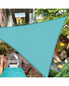 TANG 20'x20'x20' Sun Shade Sail Triangle Shade Cloth Canopy, A Ring with Steel Cable Wire Reinforcement,UV Block Heavy Duty 260 GSM for Patio Pergola Garden Deck Carport Cover, Turquoise