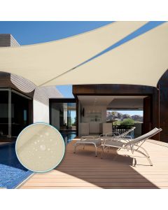 TANG 16'x16'x16' Waterproof Sun Shade Sail Triangle Outdoor Canopy UV Block Shade Cloth with Curved Edge for Patio Backyard Pool Pergola Cover, Beige