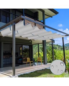 TANG 7' x 16' Waterproof Pergola Shade Cover Retractable Sun Shades Outdoor Patio Pergolas Canopy Replacement Pergola Kit, Wave Shade Sail with Hardware Wire Cable, Light Grey