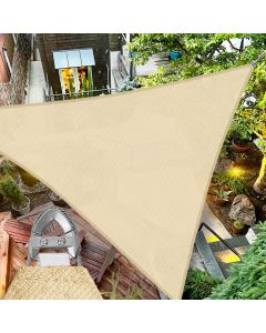 TANG 48'x48'x48' Sun Shade Sail Triangle Shade Cloth Canopy, A Ring with Steel Cable Wire Reinforcement,UV Block Heavy Duty 260 GSM for Patio Pergola Garden Deck Carport Cover, Sand