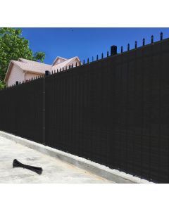 Bynbbur 4' x 50' Black Privacy Fence Screen Net Fencing 90% Privacy Blockage Windscreen Mesh Shade Cover with Copper Grommet for Patio Backyard Garden Swimming Pool, Zip Ties Included