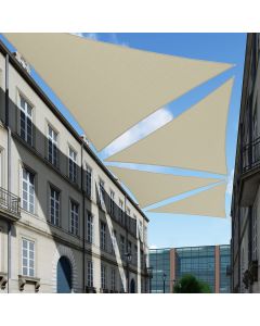 TANG 24' x 24' x 24' Sun Shade Sail Triangle Shade Canopy Patio Cover UV Block Permeable Cloth Fabric for Pergola Backyard Porch Deck Garden Carport Awning Outdoor Activity, Beige