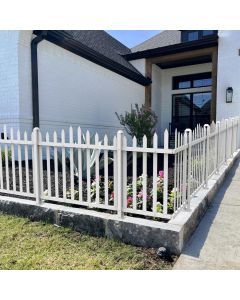 Bynbbur 2 Panels White Picket Fence 42"W x 36"H Outdoor Garden Fence 3FT Vinyl Picket Fences, PVC Decorative Fences for Patio Yard Pool Dog Fencing (20 Pickets, Curved)