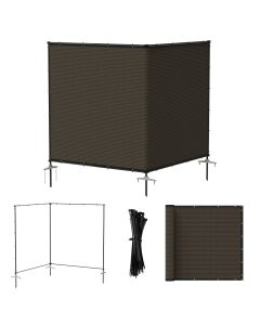 Bynbbur 5'x12' Outdoor Privacy Screen Freestanding with Iron Poles and Stakes, Temporary Dog Fencing, Backyard Divider, Metal Garden Fence for Pool Patio Barrier Border, Brown