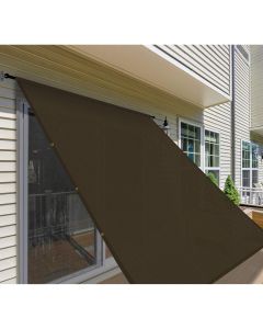 TANG 12'x16' Brown Outdoor Deck Door Window Sun Shade Sail Screen Panel Shade Cover for Pergola Patio Backyard with Grommets and Rods
