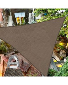 TANG 22'x22'x22' Sun Shade Sail Triangle Shade Cloth Canopy, A Ring with Steel Cable Wire Reinforcement,UV Block Heavy Duty 260 GSM for Patio Pergola Garden Deck Carport Cover, Brown