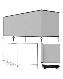 Bynbbur 6'x24' Outdoor Privacy Screen Freestanding with Iron Poles and Stakes, Temporary Dog Fencing, Backyard Divider, Metal Garden Fence for Pool Patio Barrier Border, Gray