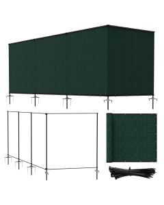 Bynbbur 6'x24' Outdoor Privacy Screen Freestanding with Iron Poles and Stakes, Temporary Dog Fencing, Backyard Divider, Metal Garden Fence for Pool Patio Barrier Border, Green