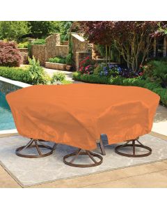 Bynbbur 22 FT Patio Furniture Cover with Wire Rope Hemmed All Edges, Round Pool Covers for Above Ground, UV Resistant Tarp for Deck Seat Couch Patio Table Chair Set Cover, Orange