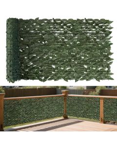 Bynbbur 6' x 16' Artificial Ivy Fence Privacy Screen Roll, Faux Greenery Backdrop Hedge Wall Panels Leaf Vine Decoration for Balcony Wedding Party Outdoor Garden Backyard, Dark Green Laurel