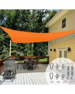 TANG Sun Shade Sail 23' x 24' Rectangle Sunshades Canopy with Hardware Kit, Square Shade Cloth UV Block Outdoor Patio Cover for Backyard Deck Garden Activities and Facility, Orange
