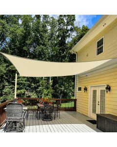 TANG 18' x 18' Sun Shade Sail Rectangle Outdoor Canopy UV Block Sunshades for Patio, Square Shade Cloth for Backyard Porch Deck Garden Pergola Cover, Beige