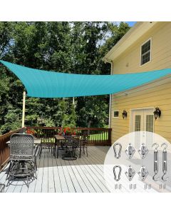 TANG Sun Shade Sail 24' x 24' Rectangle Sunshades Canopy with Hardware Kit, Square Shade Cloth UV Block Outdoor Patio Cover for Backyard Deck Garden Activities and Facility, Turquoise
