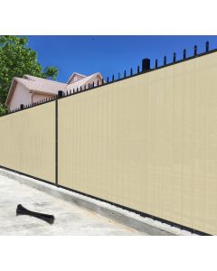 Bynbbur 4' x 50' Beige Privacy Fence Screen Net Fencing 90% Privacy Blockage Windscreen Mesh Shade Cover with Copper Grommet for Patio Backyard Garden Swimming Pool, Zip Ties Included