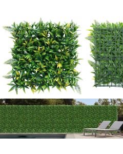 Bynbbur 1 PC Artificial 3D 20"x20" Mixed Panel Fence Privacy Screen Evergreen Hedge Panels Fake Plant Wall for Indoor Outdoor Garden Wedding Décor